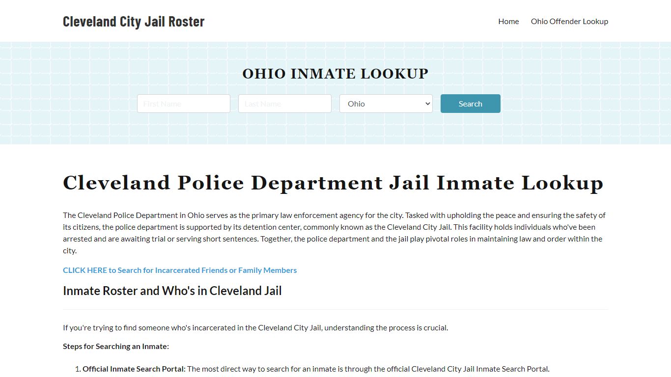 Cleveland Police Department & City Jail, OH Inmate Roster, Arrests ...